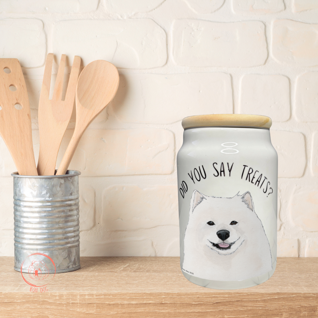 Handmade Ceramic Treat Jar for Samoyeds