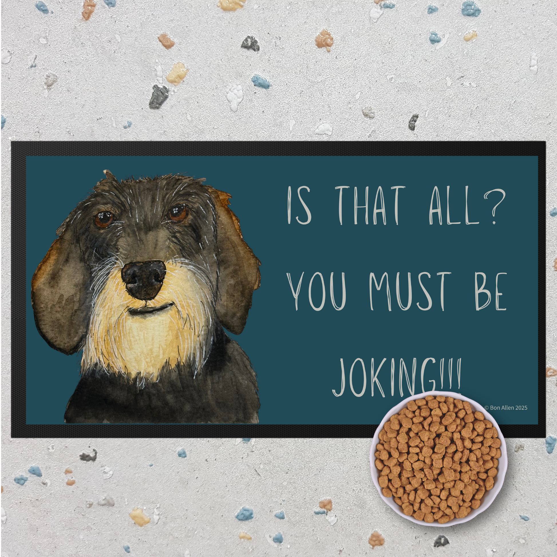 Wire Haired Dachshund Dining Drama Pet Bowl Mat