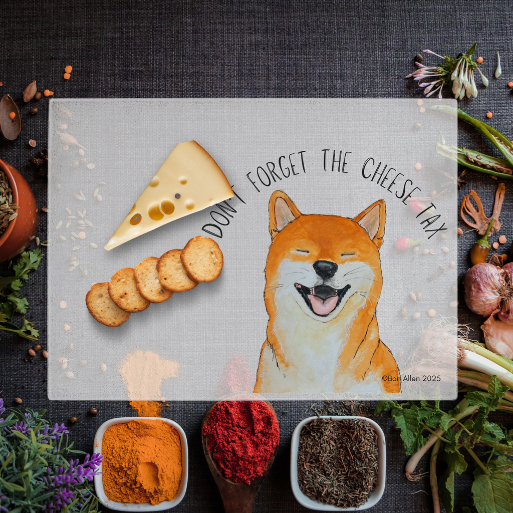 Shiba Inu Glass Chopping Board A3