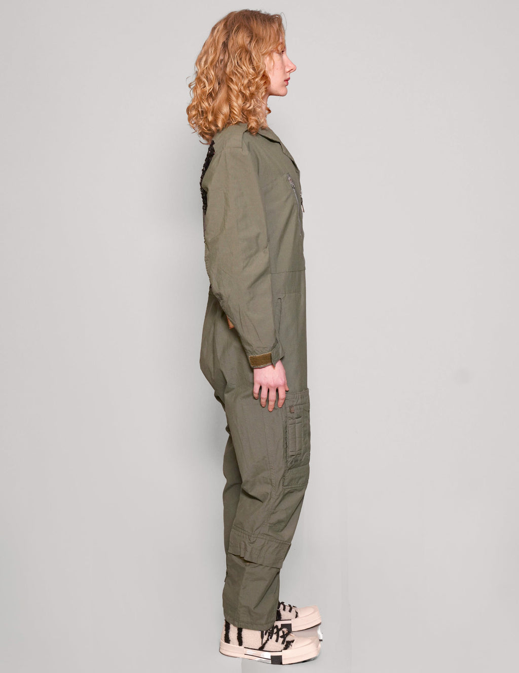 Khaki Party Back Jumpsuit with Sequin Detail