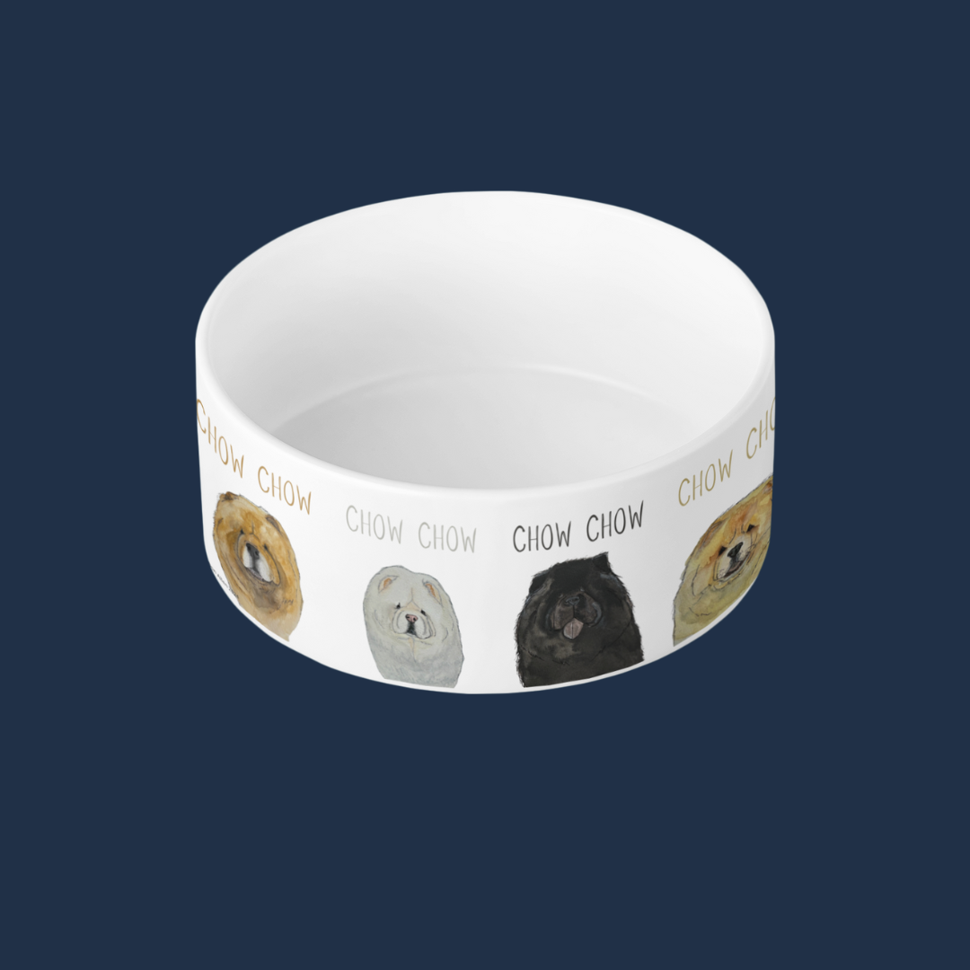 Ceramic Dog Bowl with Chow Chow Design
