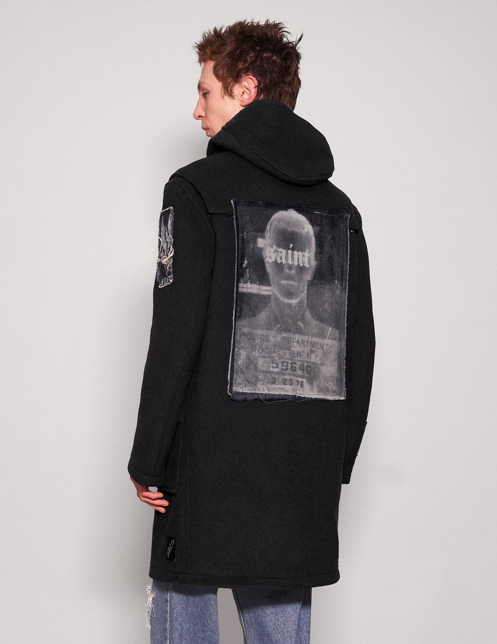 Black Wool Duffel Coat with Horn Toggles