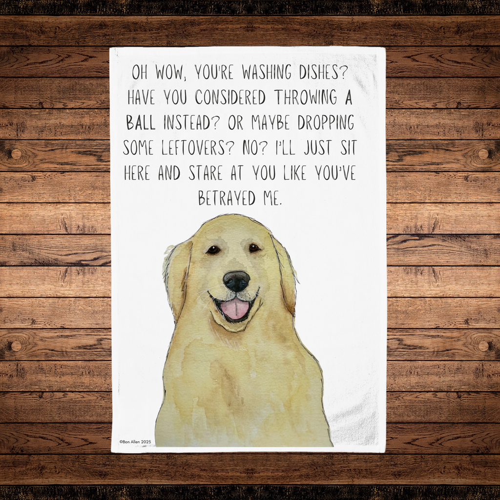 Golden Retriever Tea Towel Dishes Not Fetch