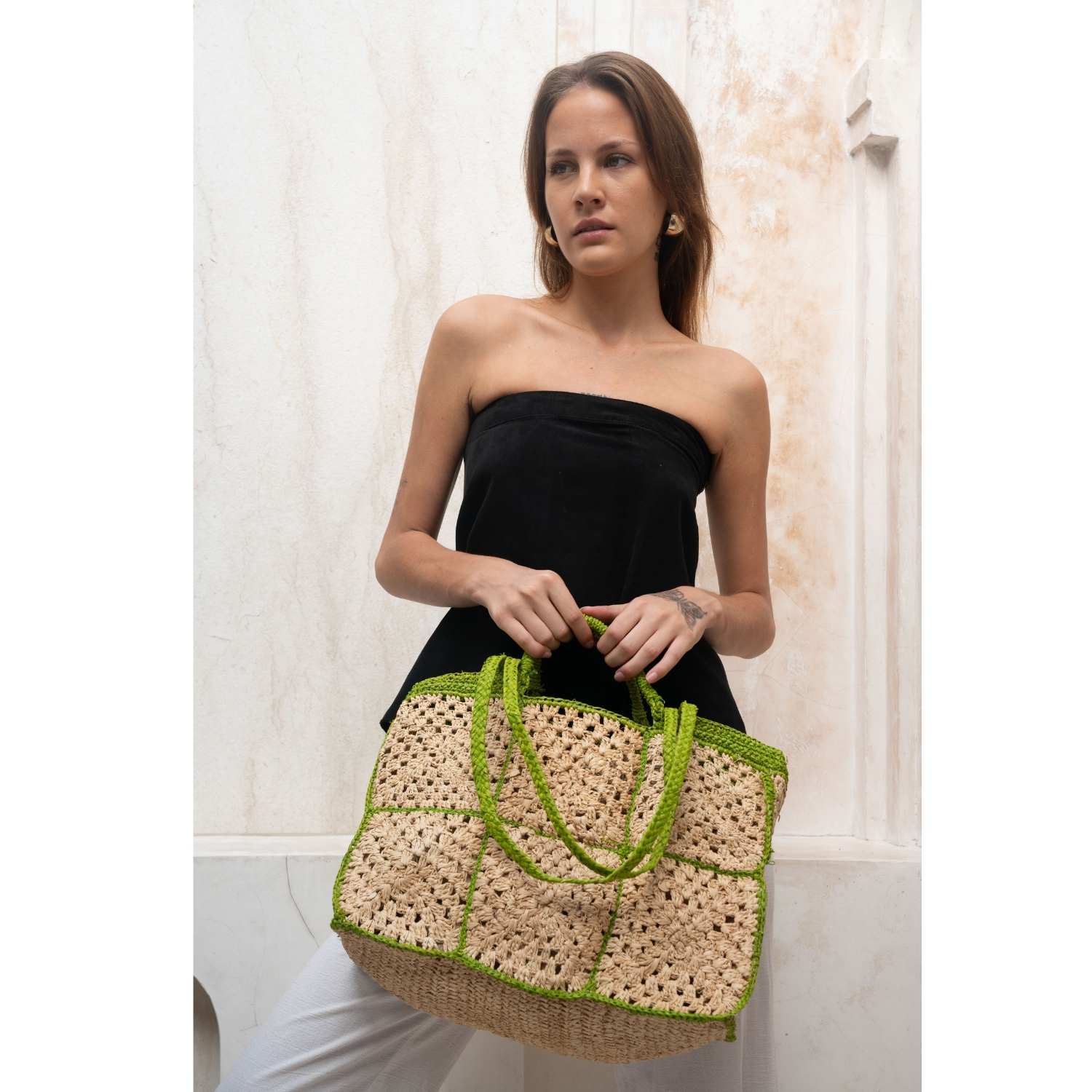 Raffia Tote Bag in Natural Weave