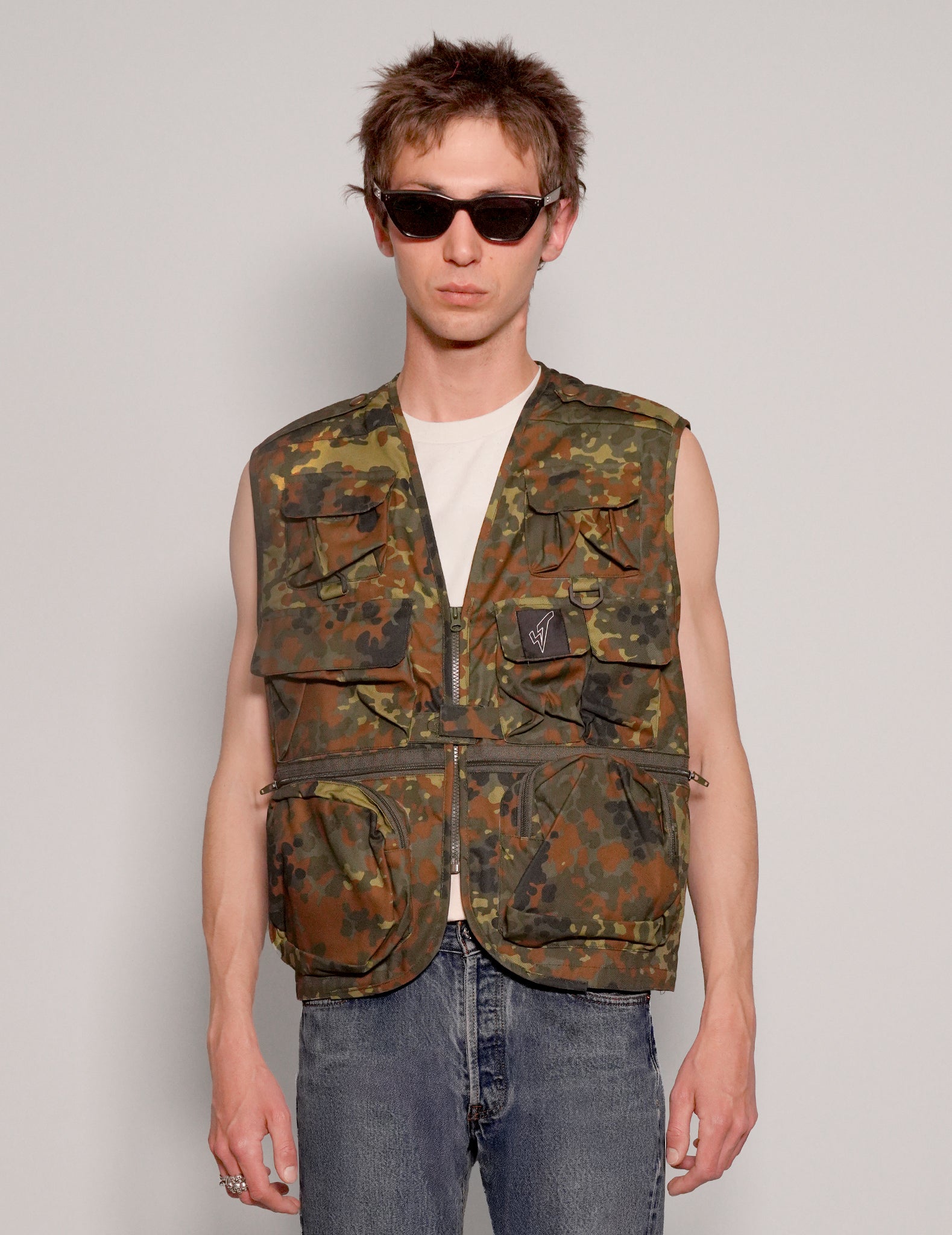 Vintage Tactical Gilet Jacket in Flecktarn Camo