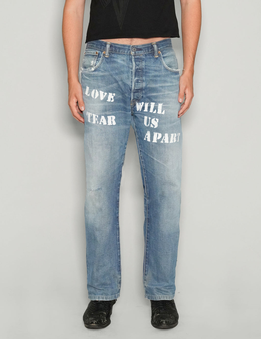 Love Will Tear Us Apart Light Blue Vintage Jeans