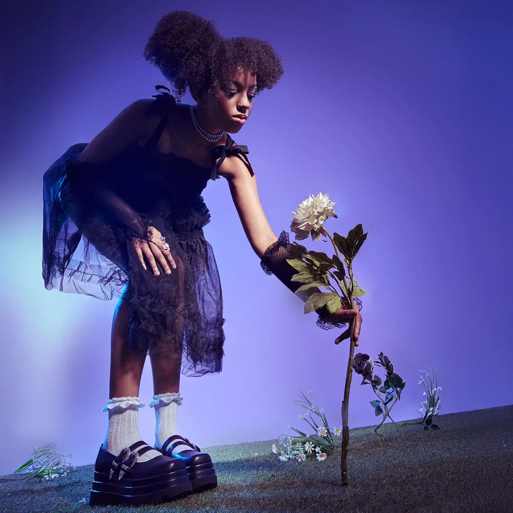 Damona Trident Ornate Buckle Mary Janes in Black