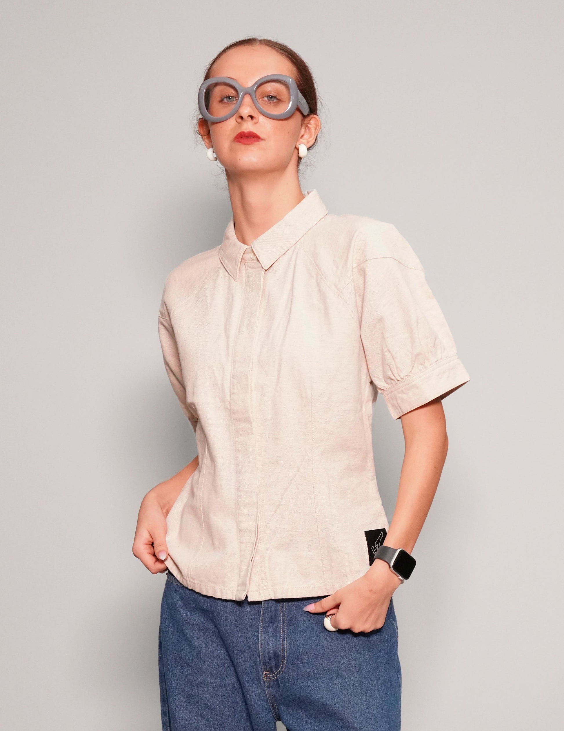 Stone Denim Shirt in Pure Cotton