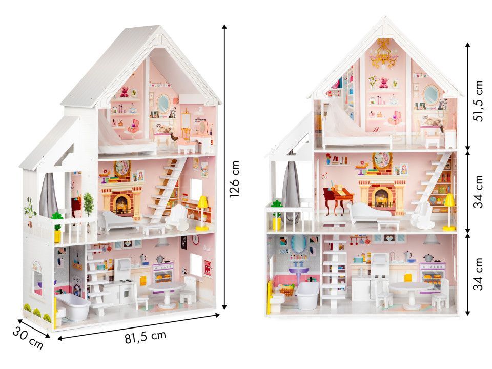 gerardo's wooden dollhouse liselle with warm led lights illuminating the cozy furnished bedroom