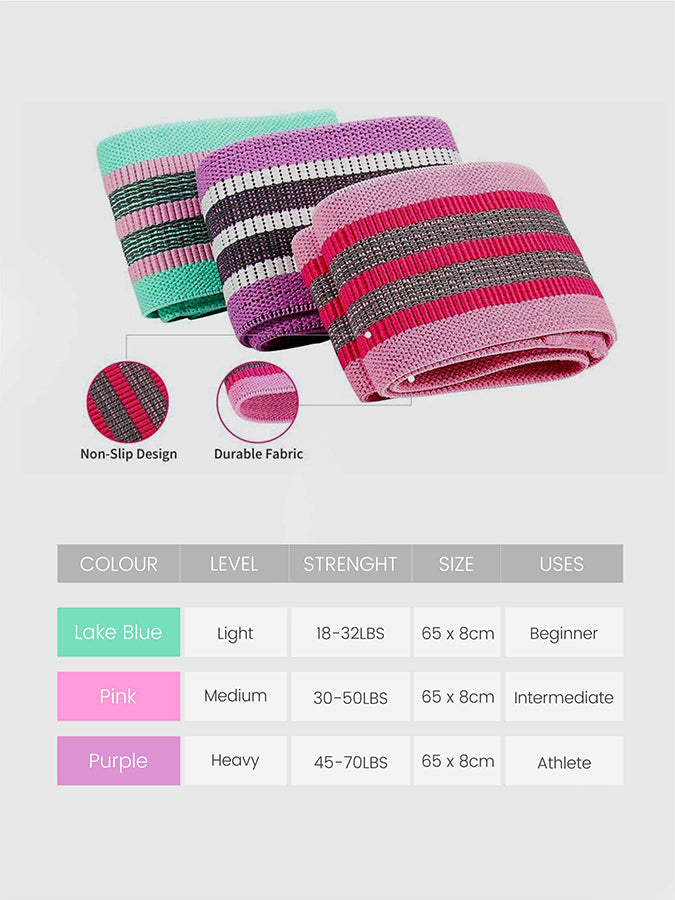 Resistance Hip Bands 3 Pack