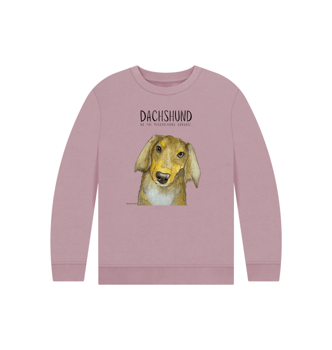 Snuggly Long Haired Sausage Dog Kids Sweatshirt