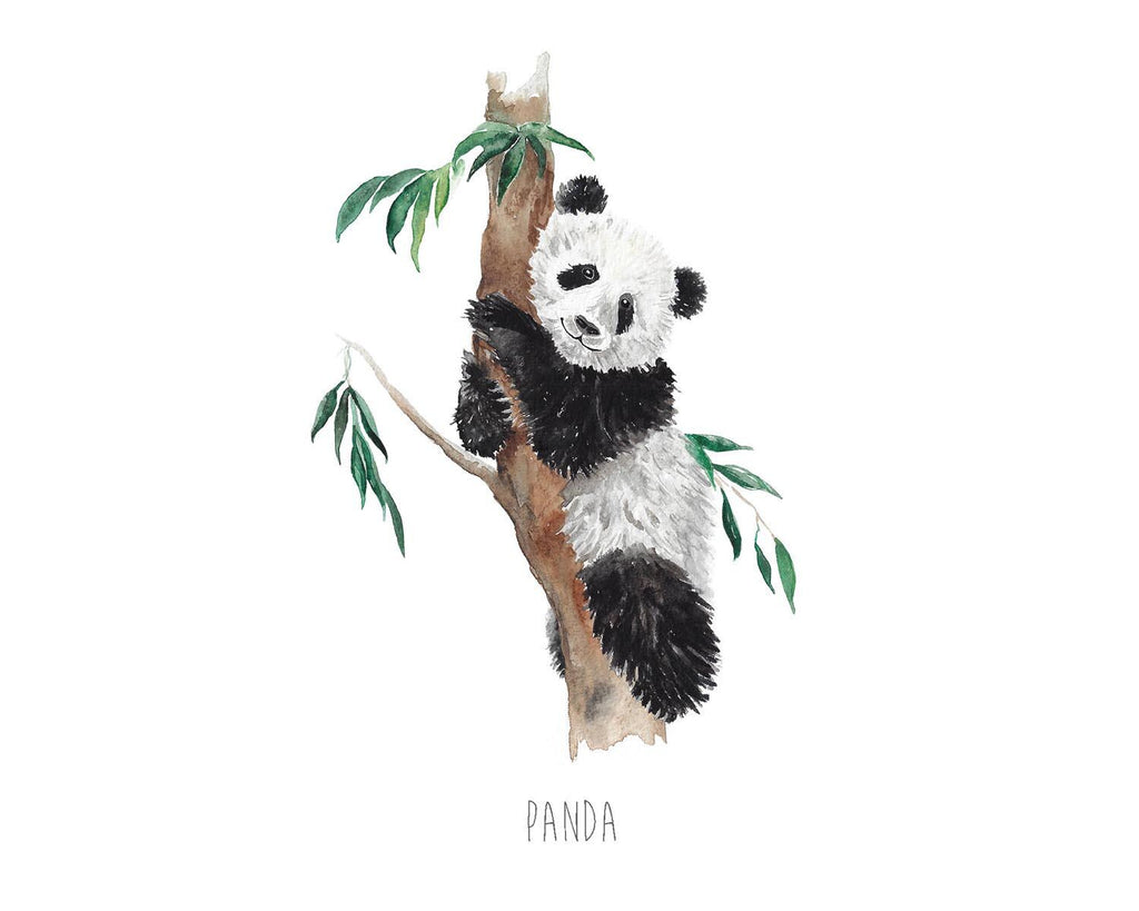 Personalised Panda Bear Watercolour Print
