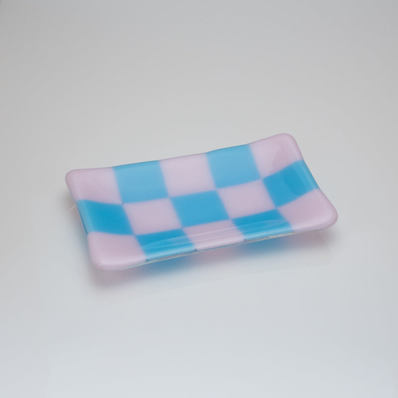 Chequered Dual Colour Medium Glass Tray 15cm