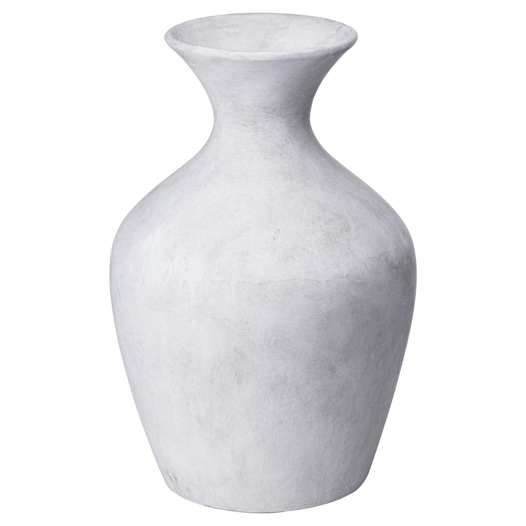 Handcrafted Darcy Ellipse stoneware vase in neutral hue, 36cm tall with organic texture for floral arrangements. by RoomLondon at brixbailey.com