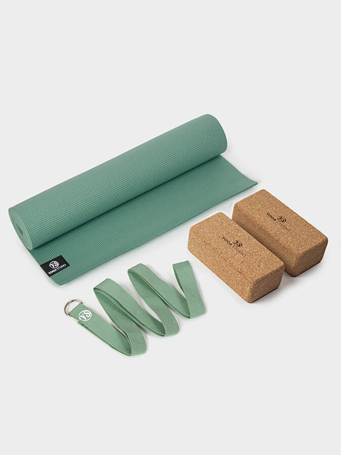 Starter Cork Yoga Set with Mat Blocks and Strap