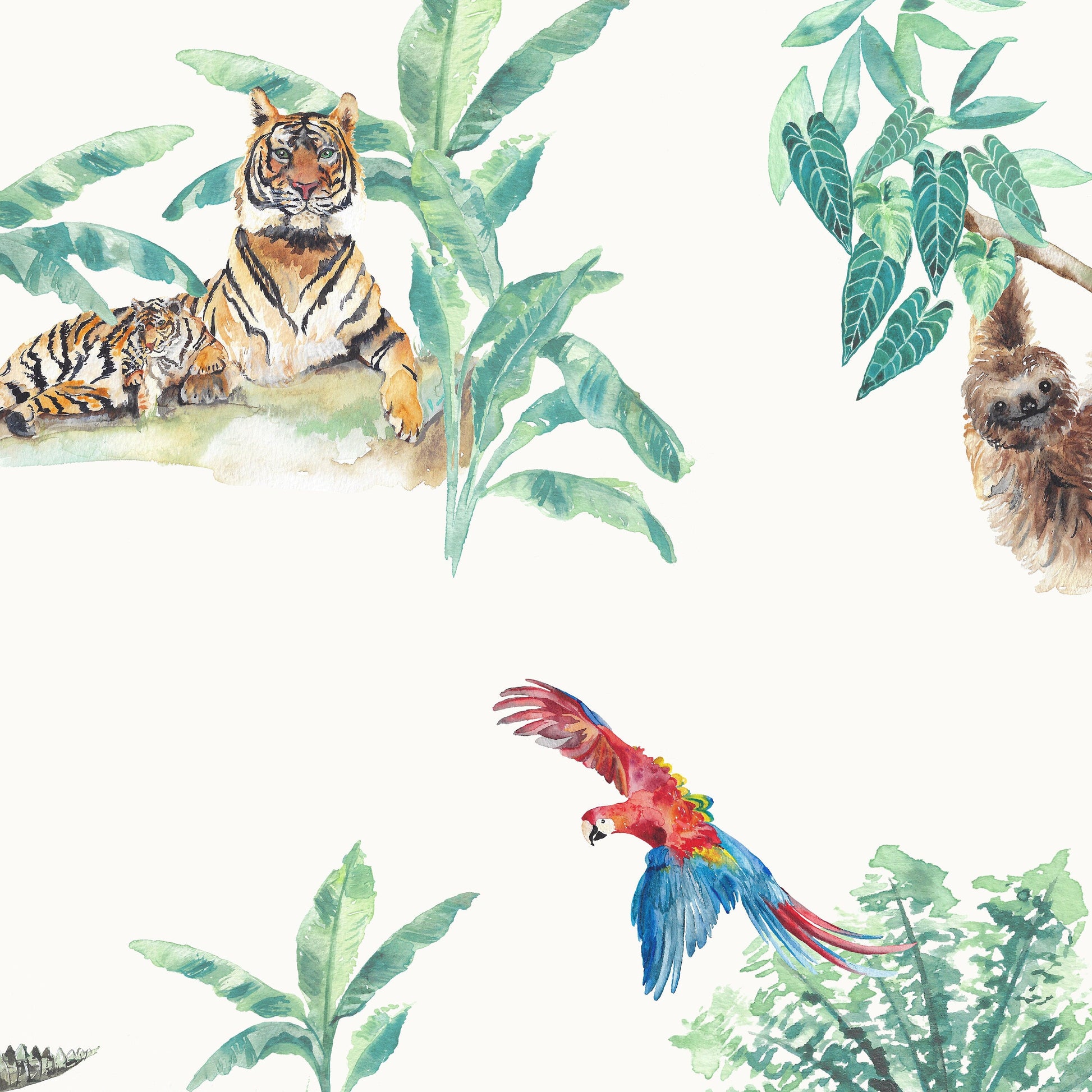 Rainforest Creatures Tropical Wallpaper for Children's Rooms