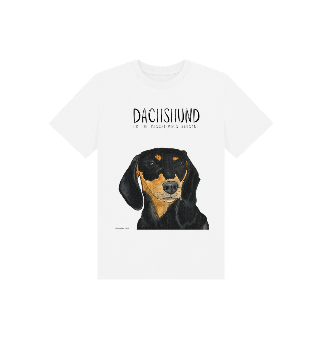 Mischievous Black and Tan Hot Dog Kids T-Shirt