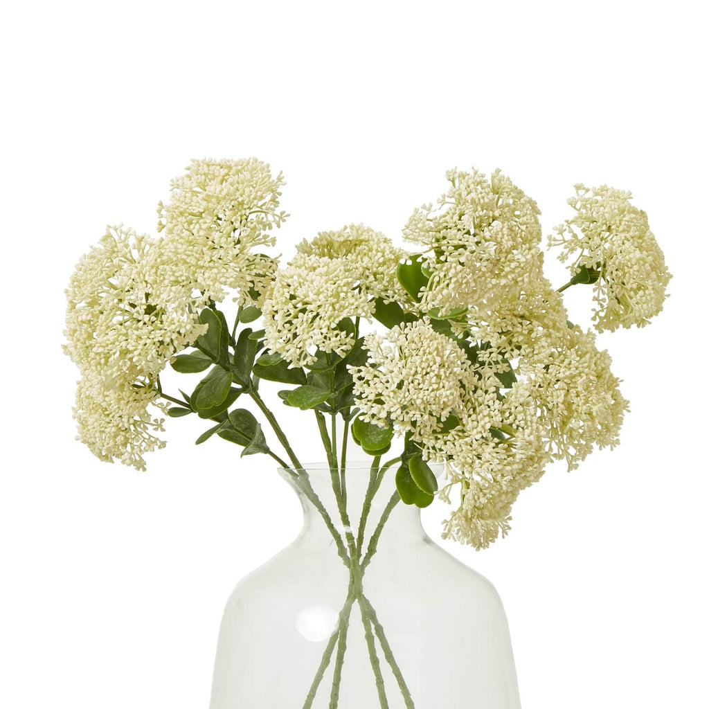 Cream Sedum Spray faux succulent with realistic clustered blooms, soft cream plastic floral decor, 58cm tall by sostter at brixbailey.com
