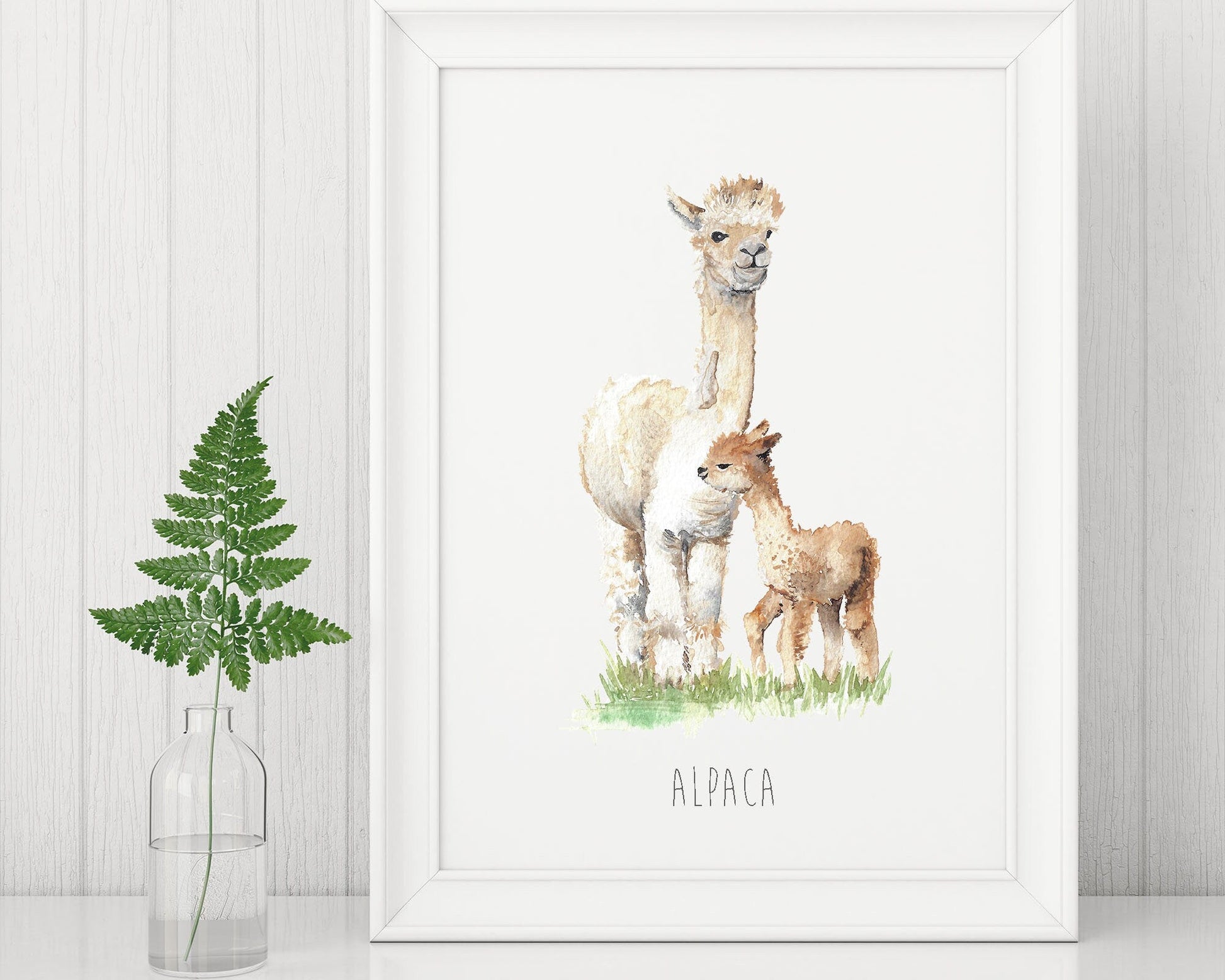 Personalised Alpaca Watercolour Art Print for Nursery and Kids Rooms