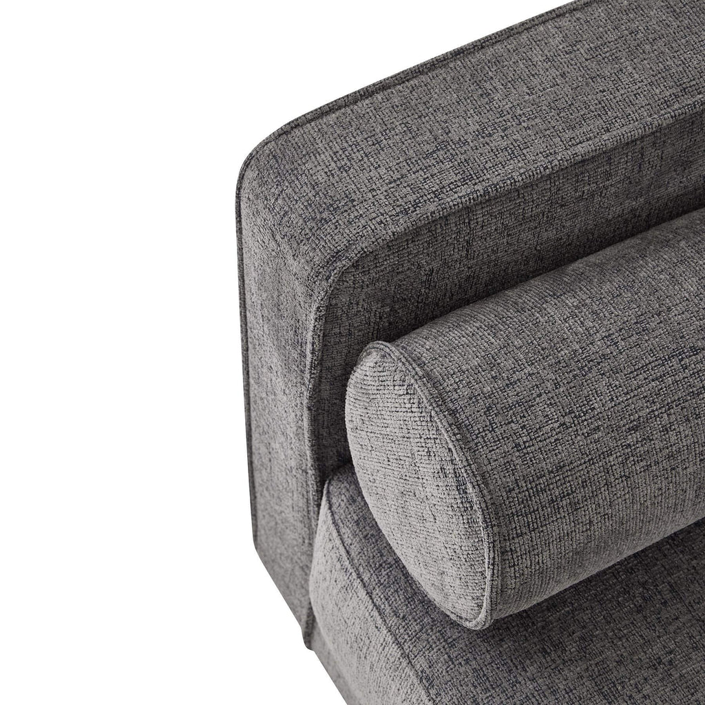 Grey fabric armchair with plush cushioning and curved arms, perfect for modern or traditional interiors. by sostter at brixbailey.com