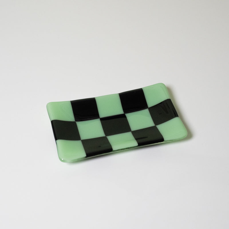 Chequered Dual Colour Medium Glass Tray 15cm