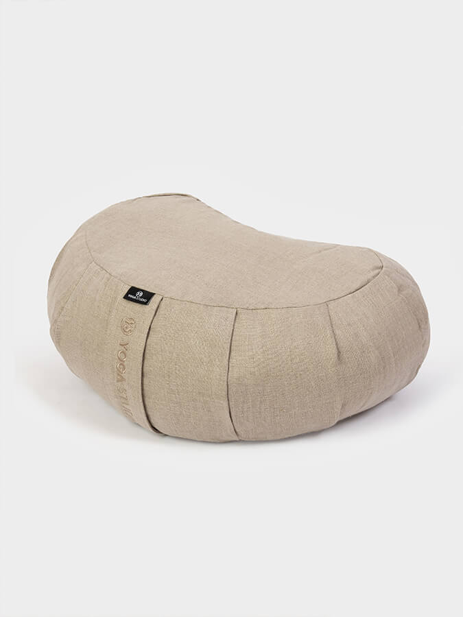 Organic Buckwheat Zafu Crescent Linen Meditation Cushion