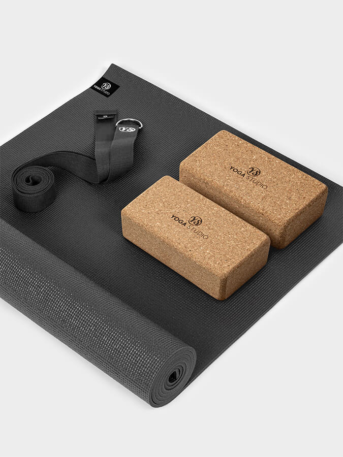 Starter Cork Yoga Set with Mat Blocks and Strap