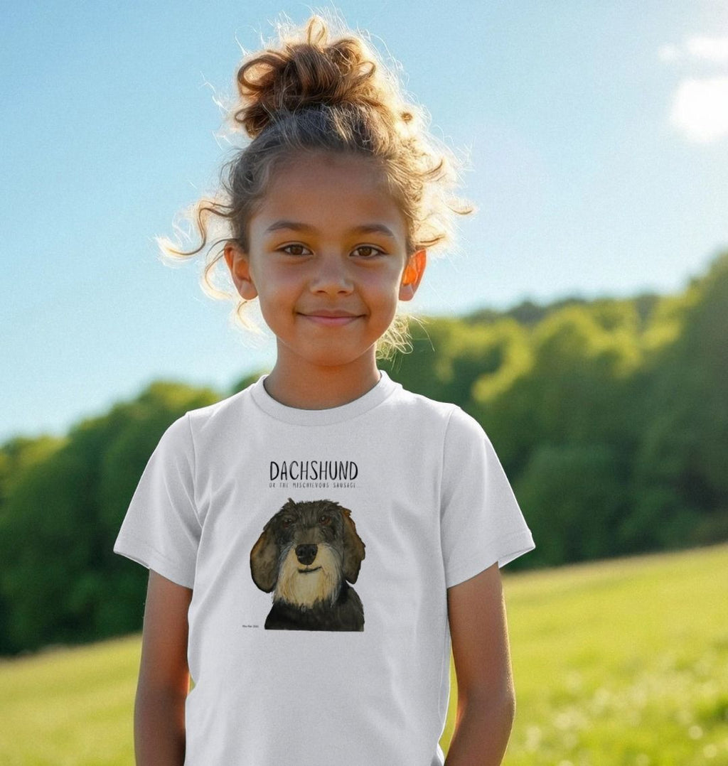 Mischievous Wire Haired Hot Dog Kids T-Shirt Small Pup Big Attitude