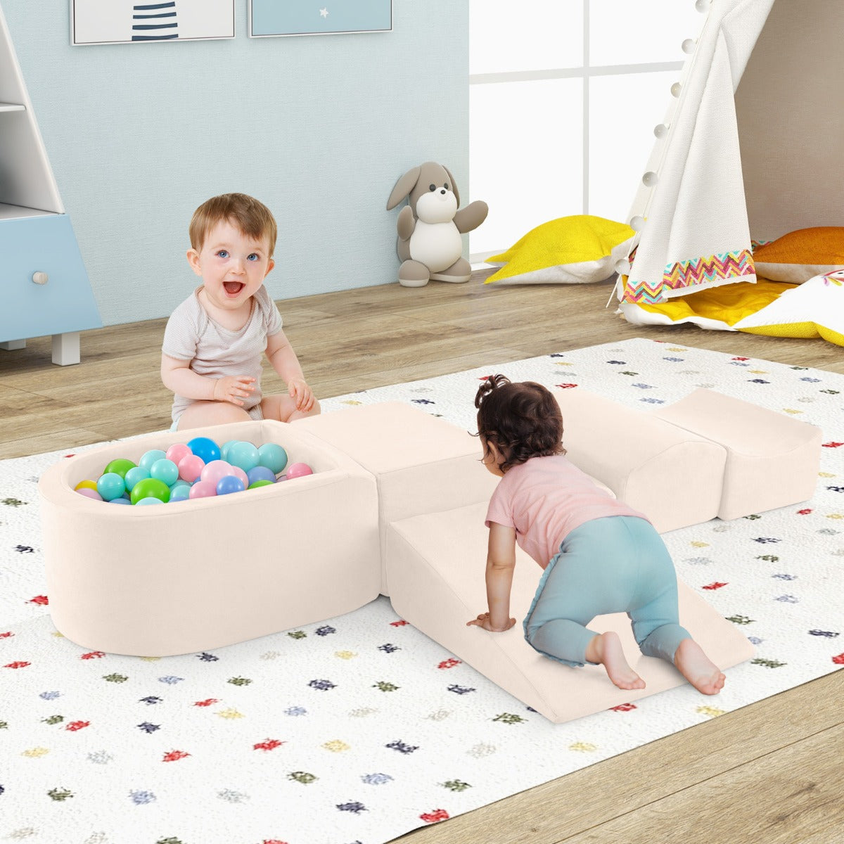 5 Piece Soft Climb and Crawl Playset with Ball Pit