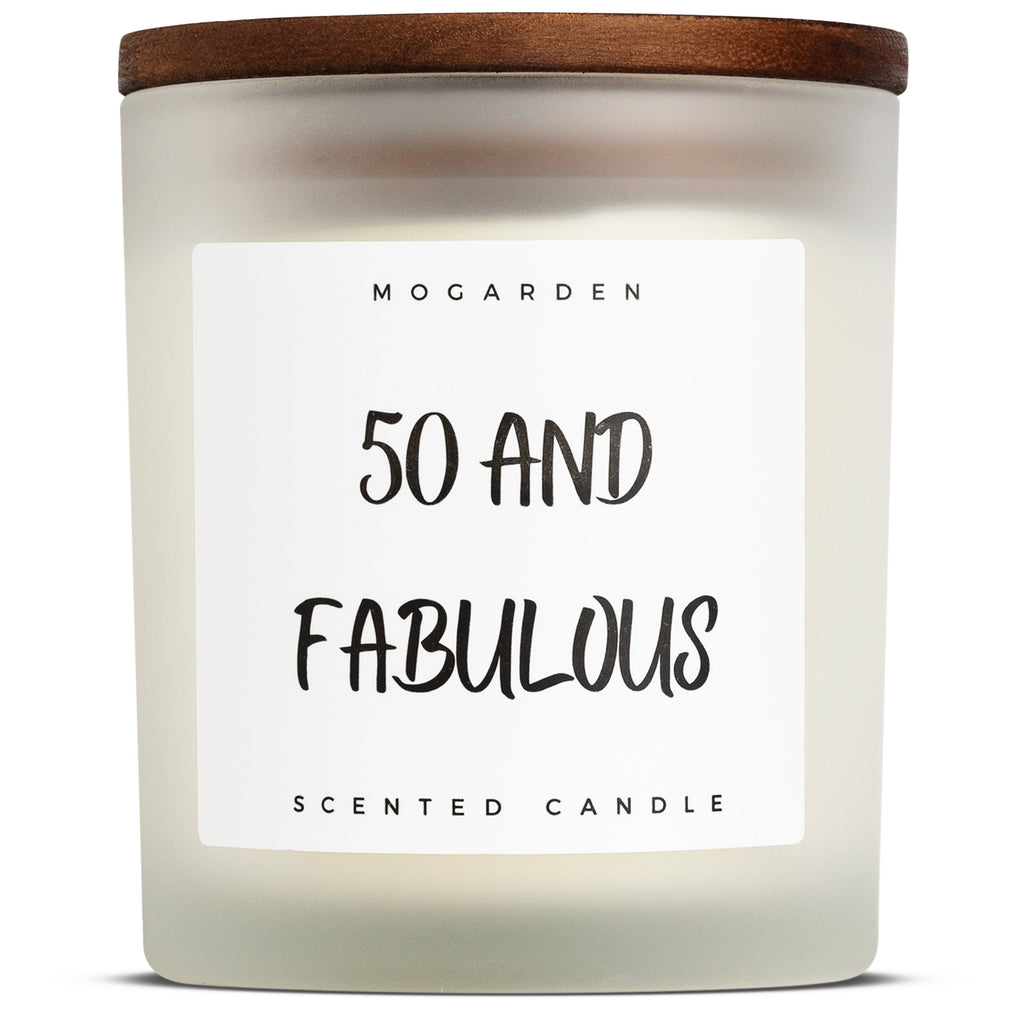50th Birthday Luxury Scented Soy Candle Vanilla Amber 220g