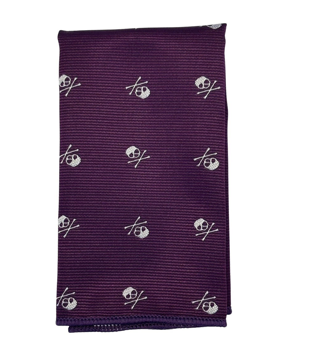 Purple Tie and Pocket Square with Skull and Crossbones