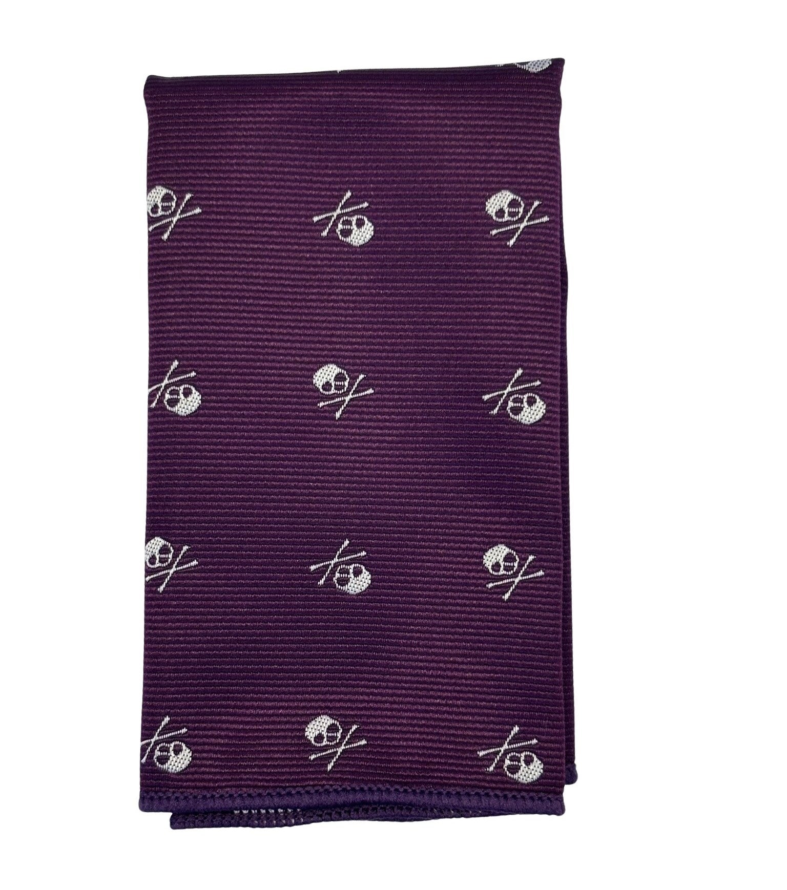 Purple Tie and Pocket Square with Skull and Crossbones