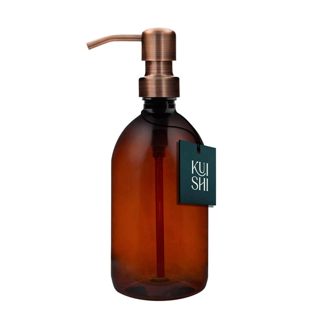Refillable Amber Plastic Soap Dispenser with Stainless Steel Pump