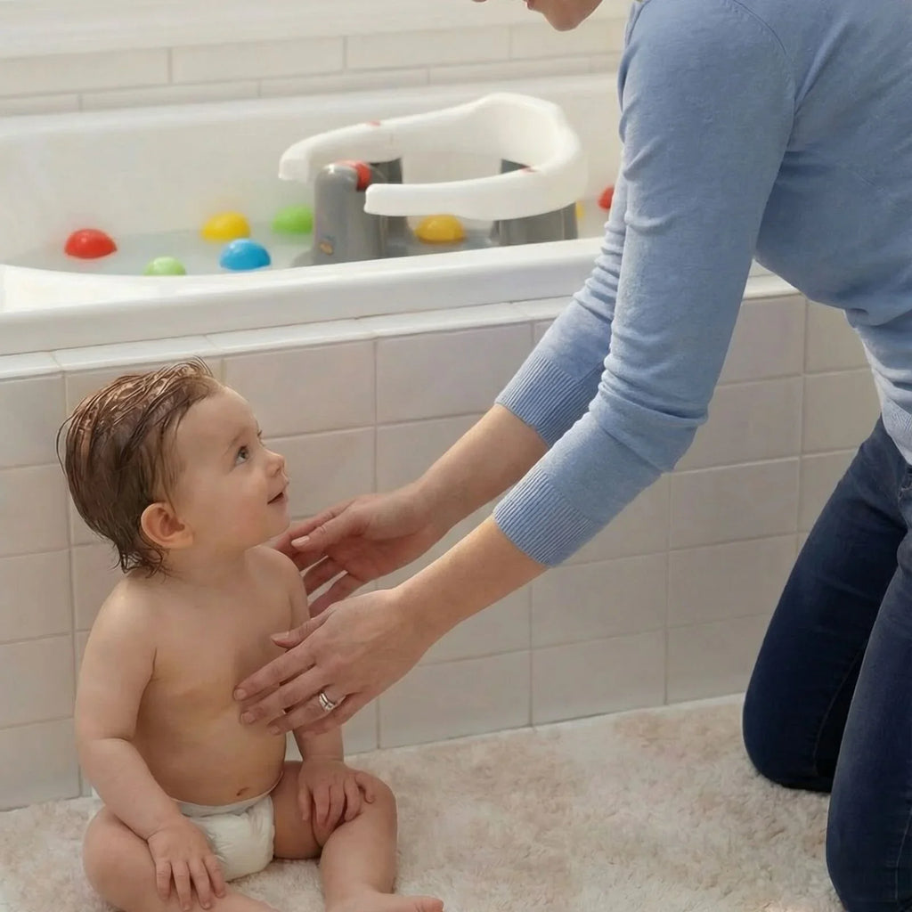 Bath Seat with 8 Colourful Bath Toys for Baby 6+ Months