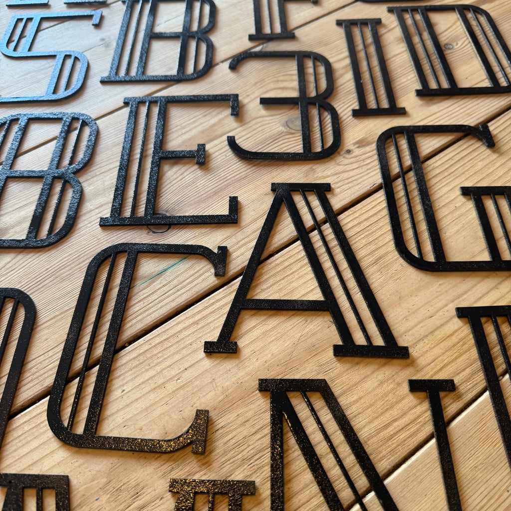 Black Art Deco Metal Letters and Numbers 5 inch or 12 inch