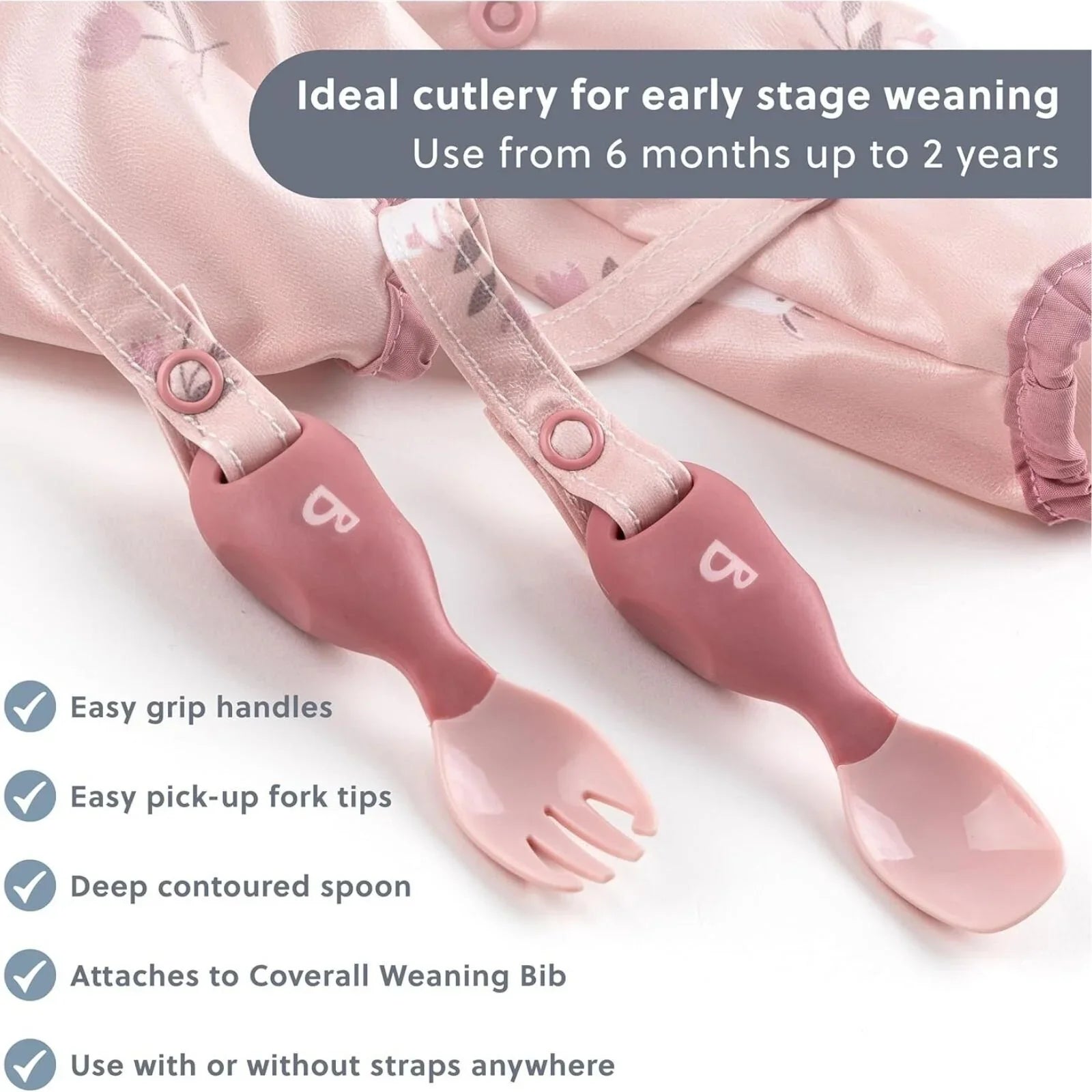 Attachable Weaning Cutlery Set for 6 Plus Months Pack of 2 Fawn