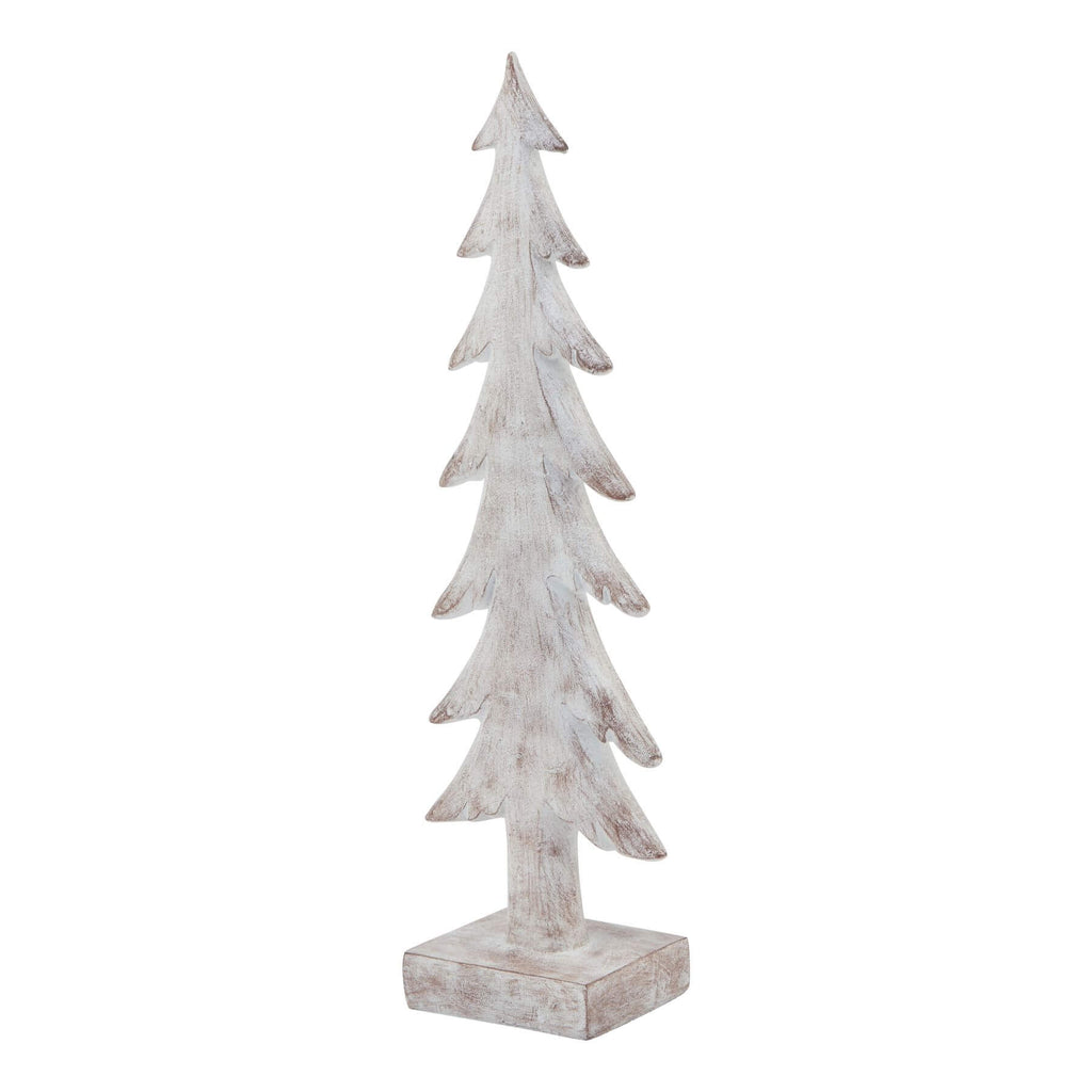Hand-sculpted Nordic winter tree with snow-dusted branches, textured resin bark, and lifelike foliage, 39cm tall. by RoomLondon at brixbailey.com