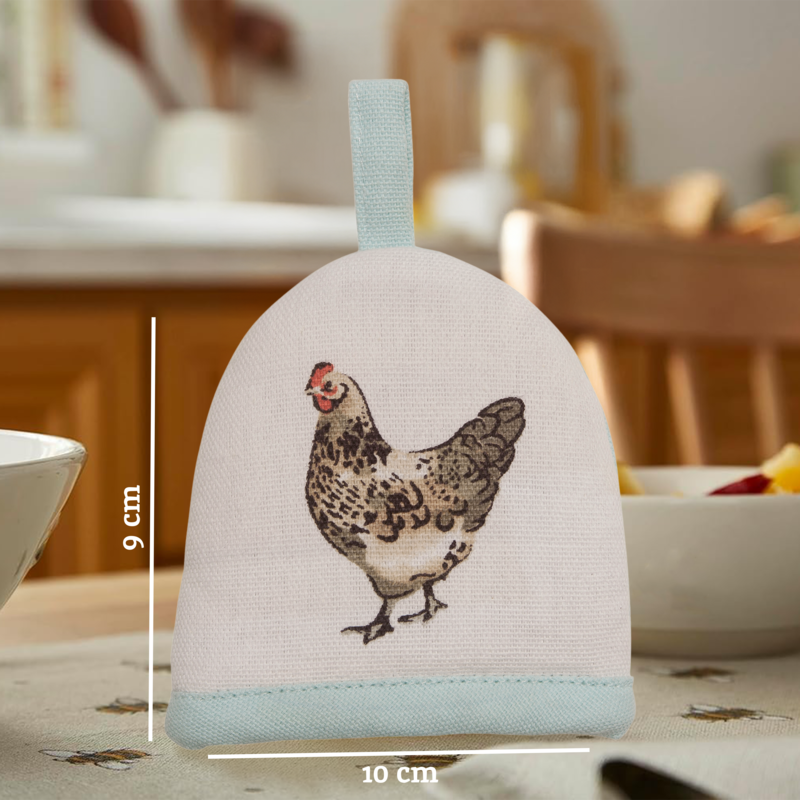 Egg Cosy with Hen Design in Cream