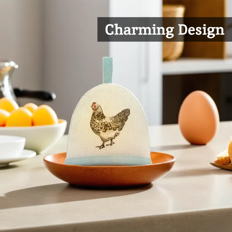 Egg Cosy with Hen Design in Cream