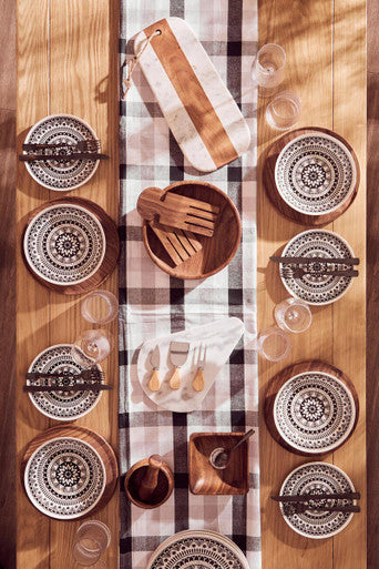 Grey and Black Check Tablecloth