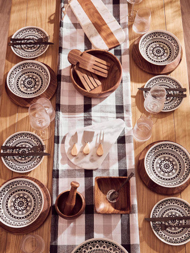 Grey and Black Check Tablecloth