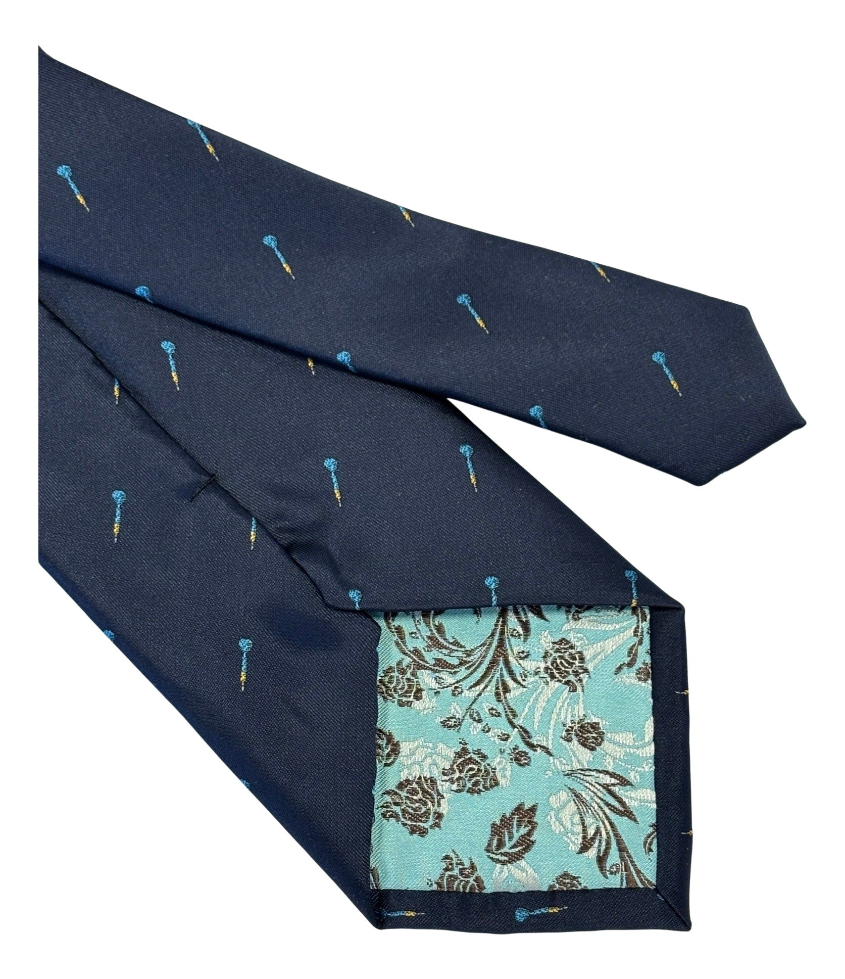 Navy Blue Mens Tie with Darts Design