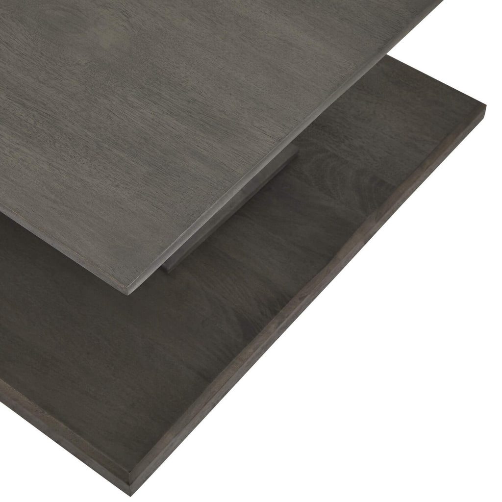 Handcrafted Lucia coffee table in solid acacia wood with chunky modern design and deep grey stain by RoomLondon at brixbailey.com