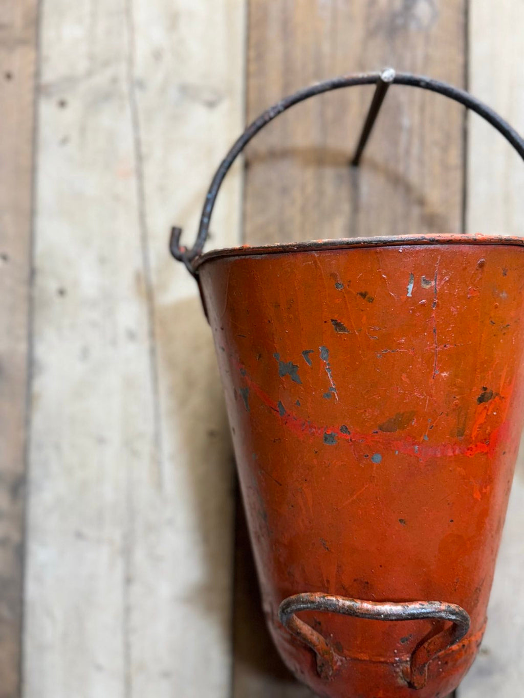 Vintage Galvanised Hanging Fire Bucket Plant Pot