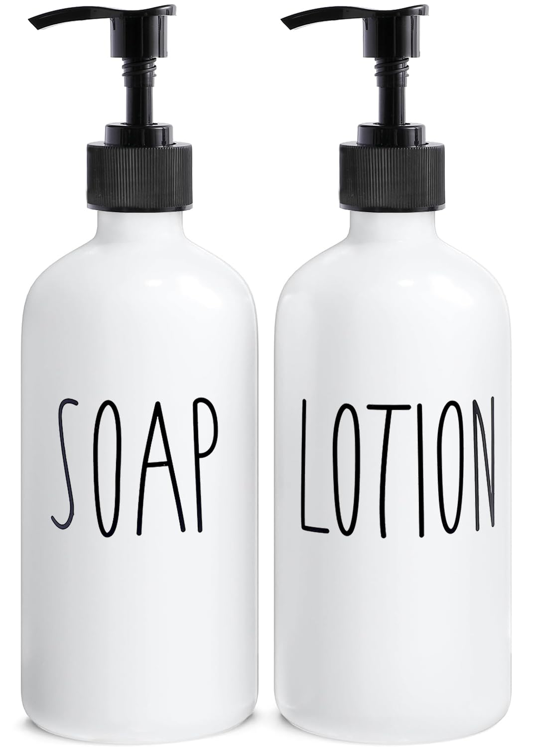 White Soap and Lotion Dispenser Bathroom Set