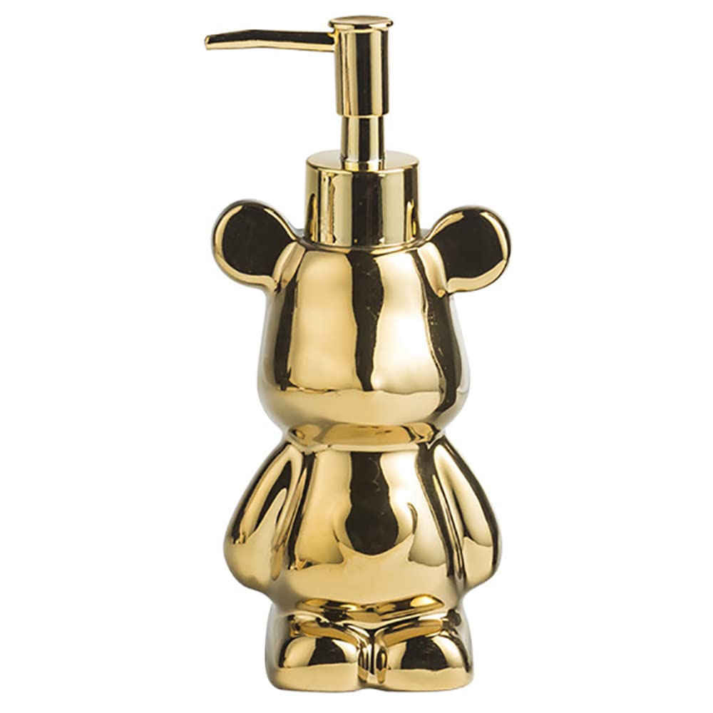 Gold Bear Shaped Ceramic Soap Dispenser with Pump