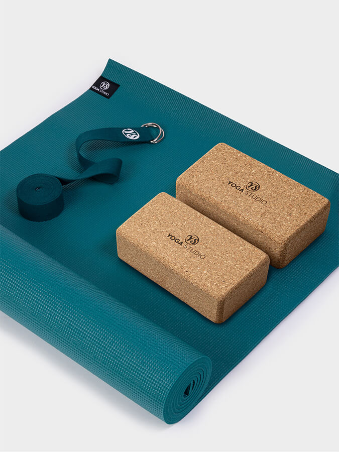 Starter Cork Yoga Set with Mat Blocks and Strap