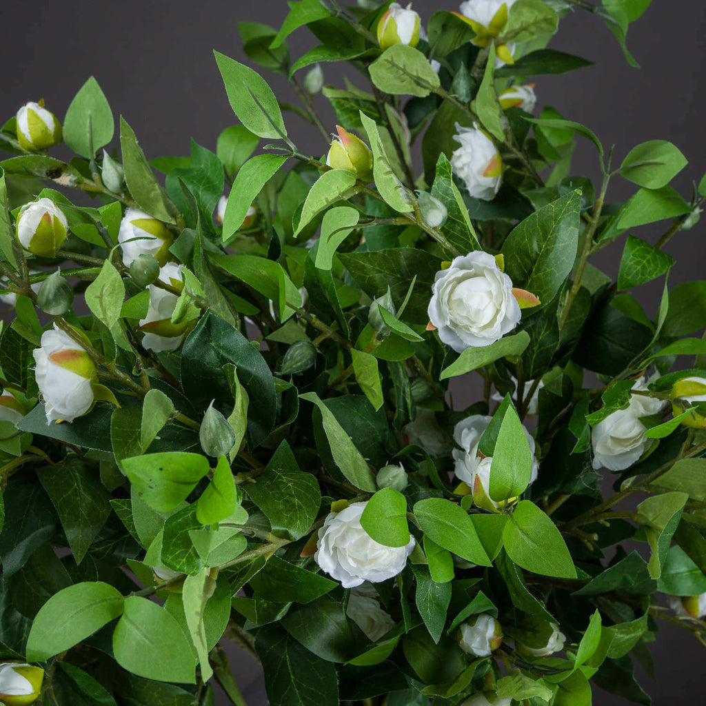 Cream artificial gardenia stem with green accents, 90cm tall, realistic petals for elegant home floral arrangements. by sostter at brixbailey.com