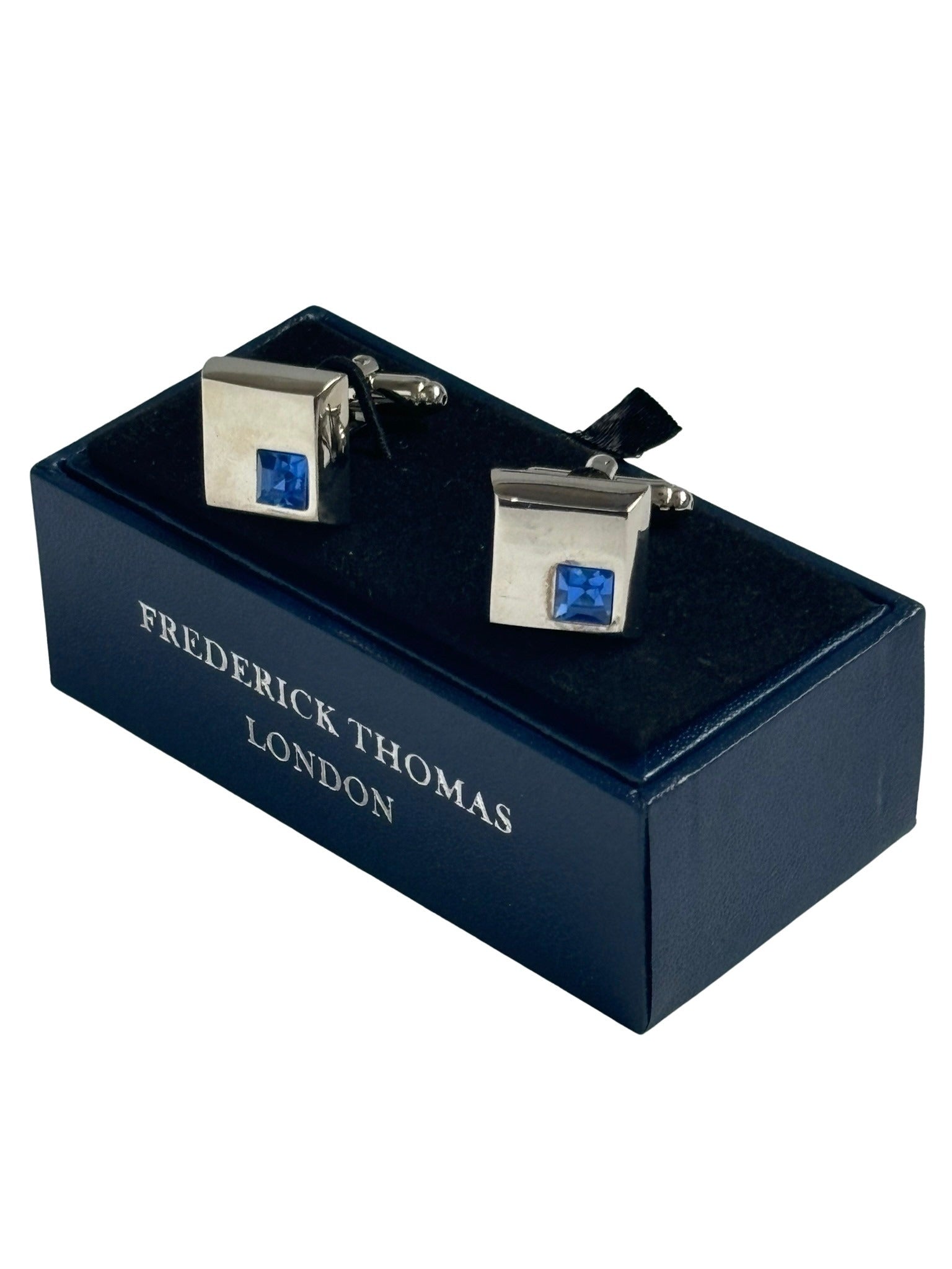 Silver Square Blue Stone Cufflinks