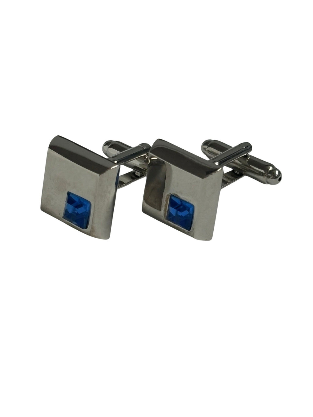 Silver Square Blue Stone Cufflinks